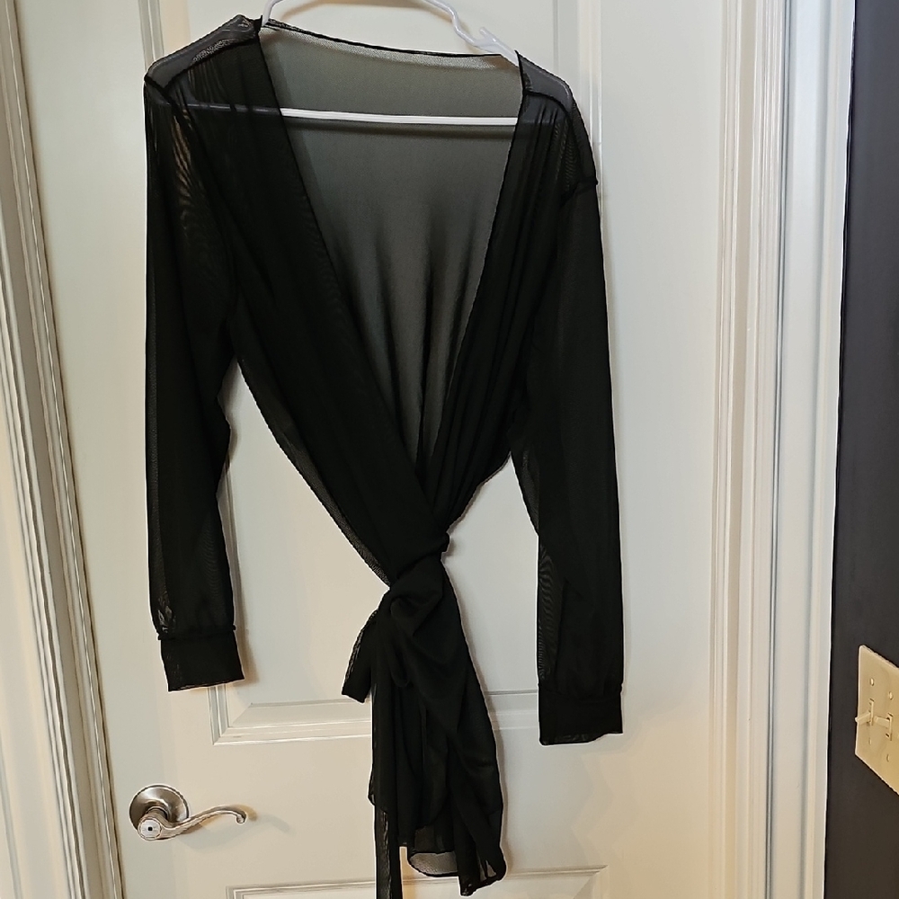 Black Sheer Tie-Front Blouse